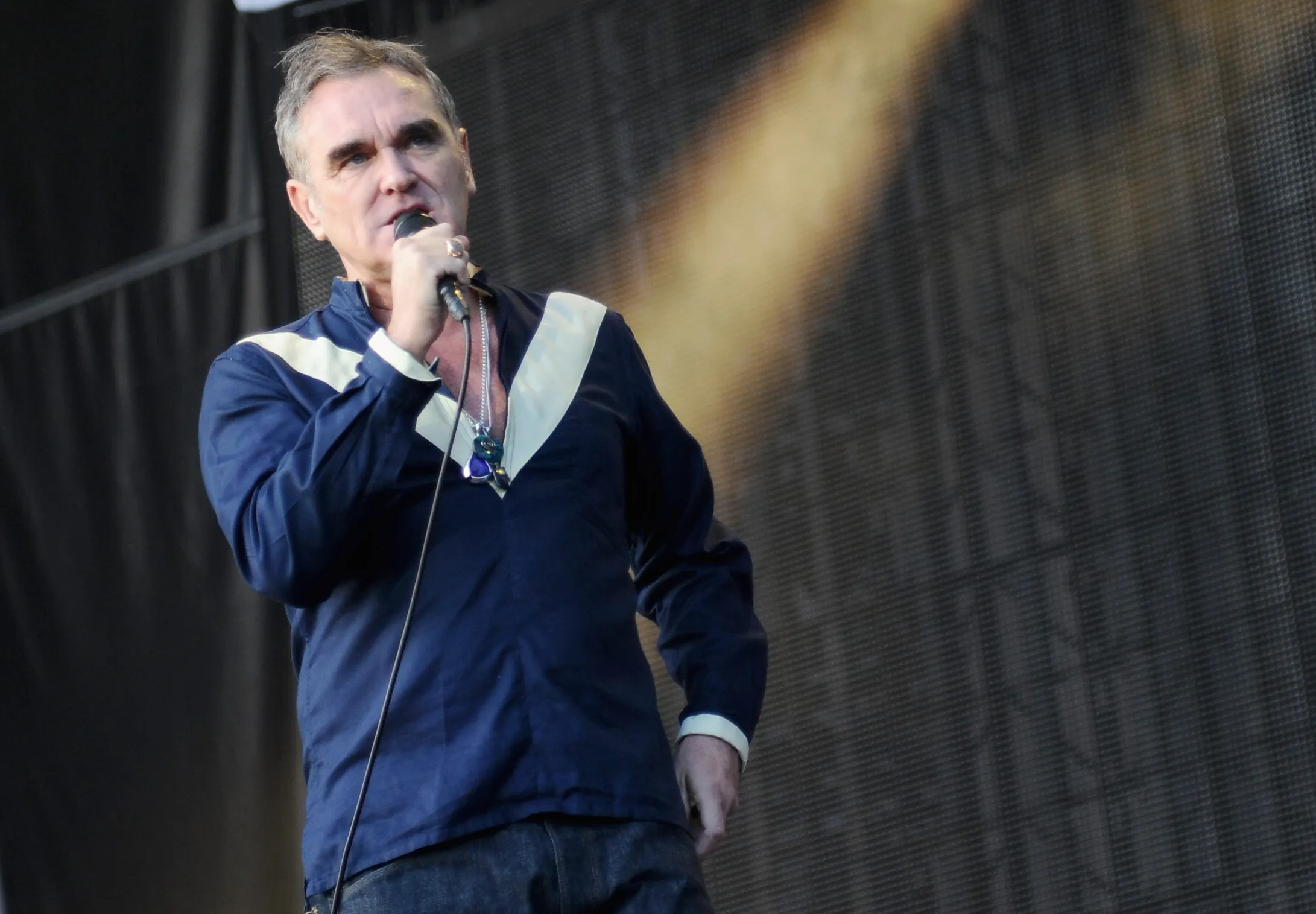 Morrissey performing during the 2015 Firefly Music Festival.