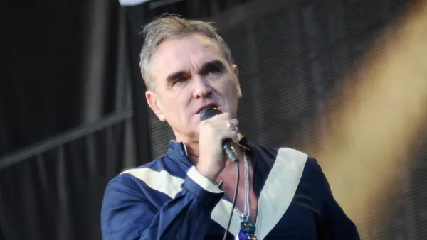 Morrissey performing during the 2015 Firefly Music Festival.