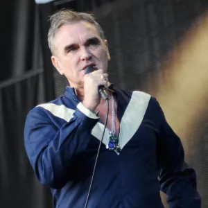 Morrissey performing during the 2015 Firefly Music Festival.