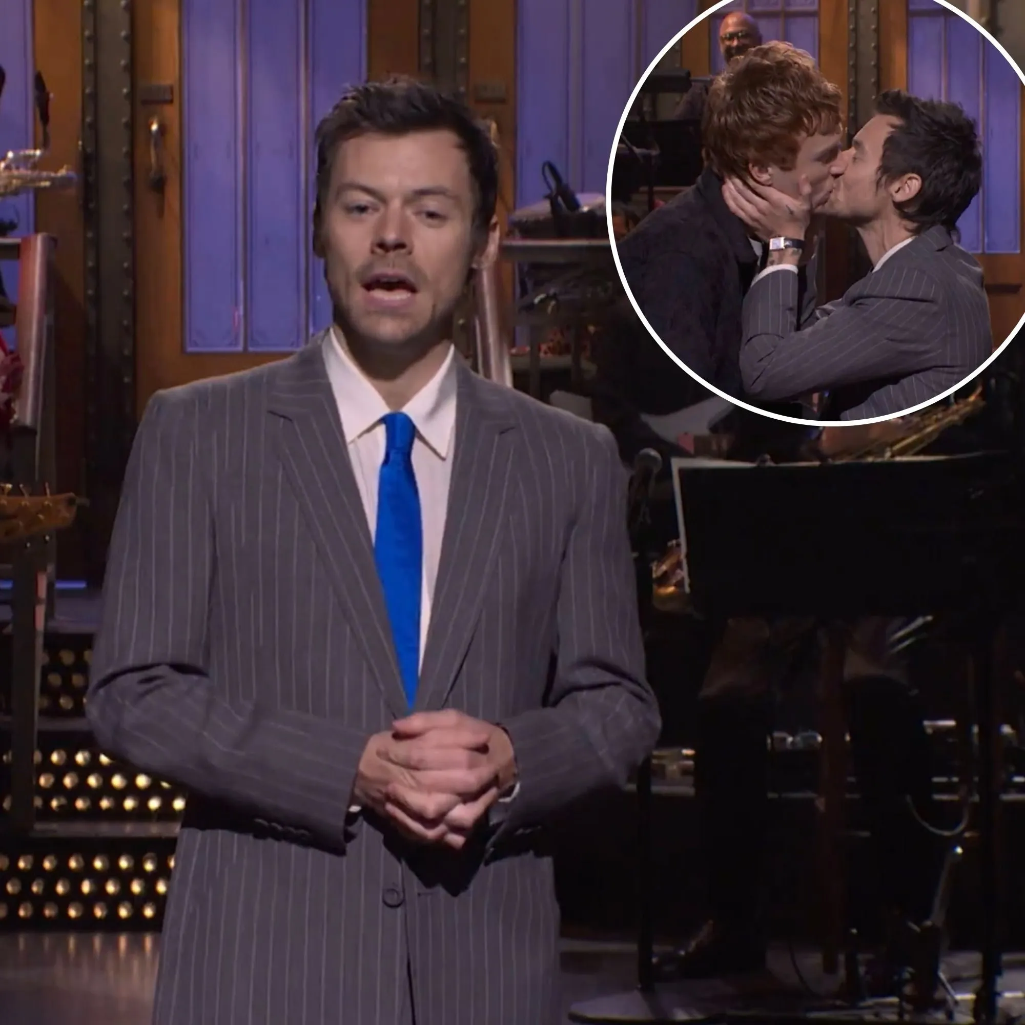 Harry Styles Mocks Queerbaiting Allegations With SNL Kiss Ben Marshall