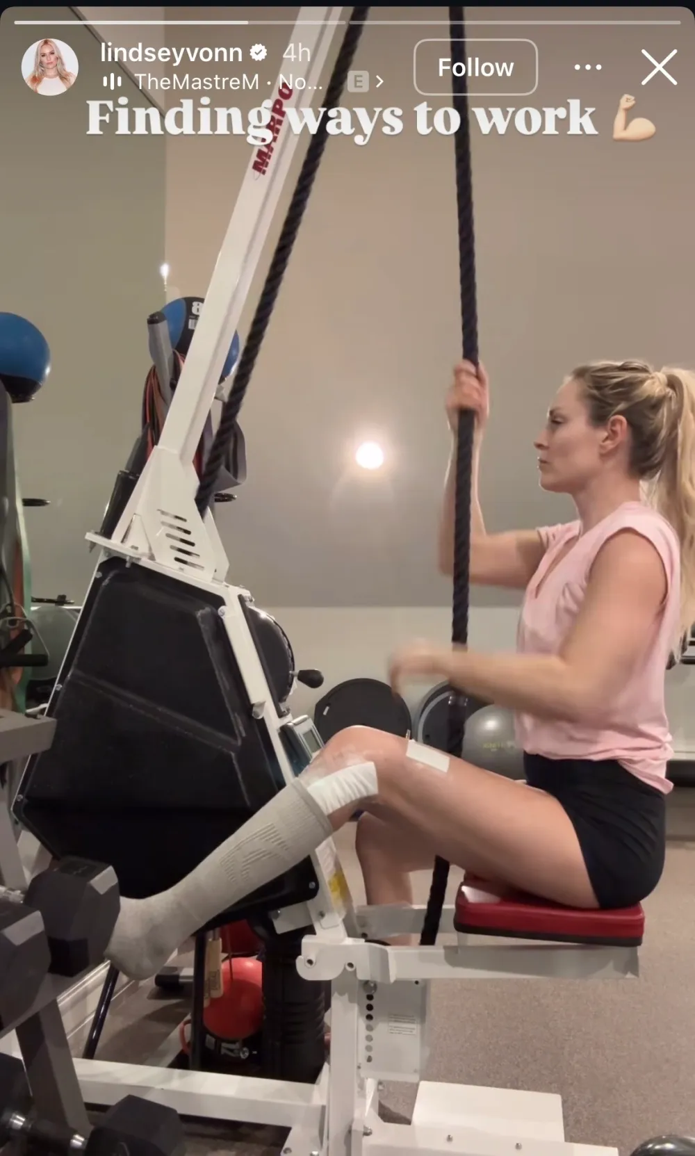 Lindsey Vonn Shows Off Bandaged Leg During Workout After 2026 Olympics Crash