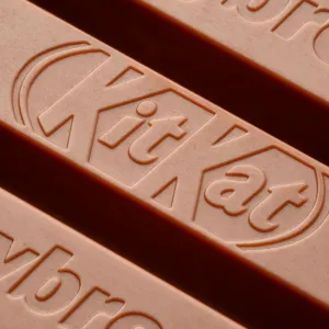 A closeup of a KitKat