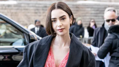 NEW YORK, NEW YORK - FEBRUARY 13: Actress Lily Collins attends Calvin Klein fashion show during New York Fashion Week on February 13, 2026 in New York City. (Photo by Gilbert Carrasquillo/GC Images)