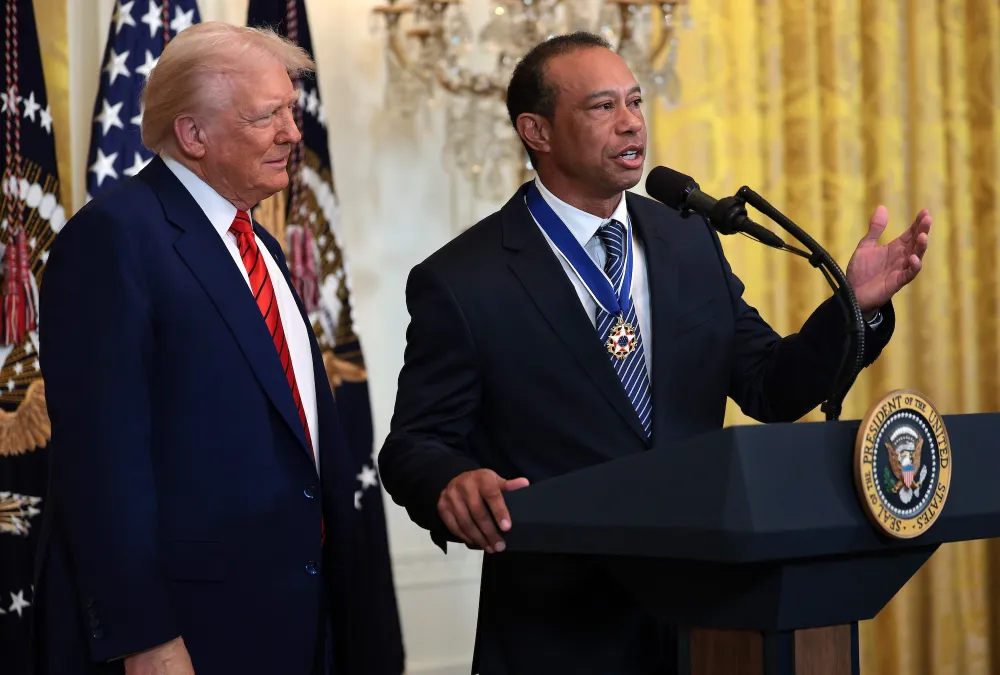 President Donald Trump Reacts to Tiger Woods DUI Arrest GettyImages-2200910448