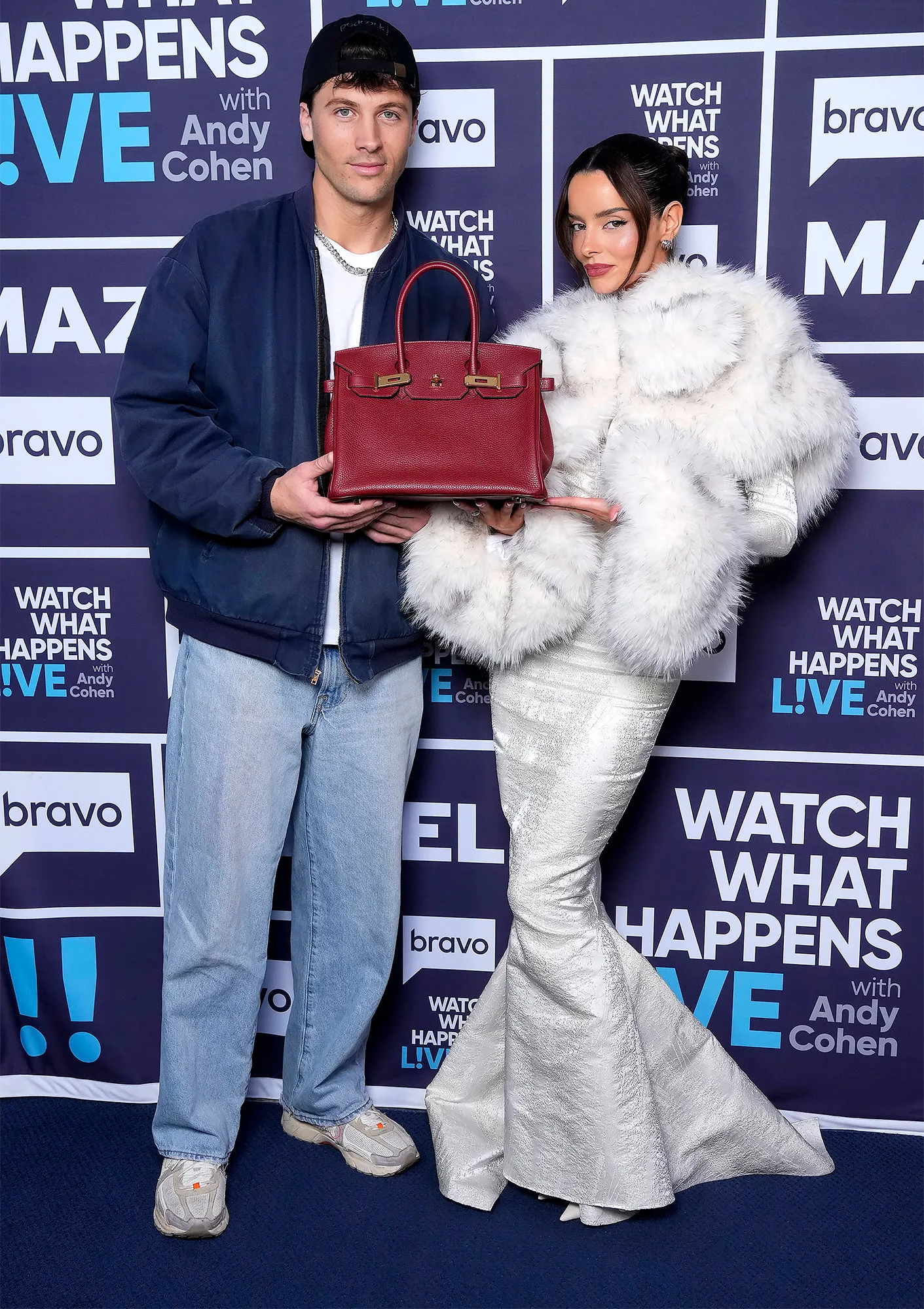 Rob Rausch and Maura Higgins Watch What Happens Live Maura Higgins Says Rob Could Afford Her Birkin Without Traitors Money