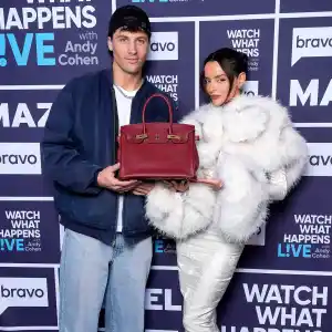 Rob Rausch and Maura Higgins Watch What Happens Live Maura Higgins Says Rob Could Afford Her Birkin Without Traitors Money