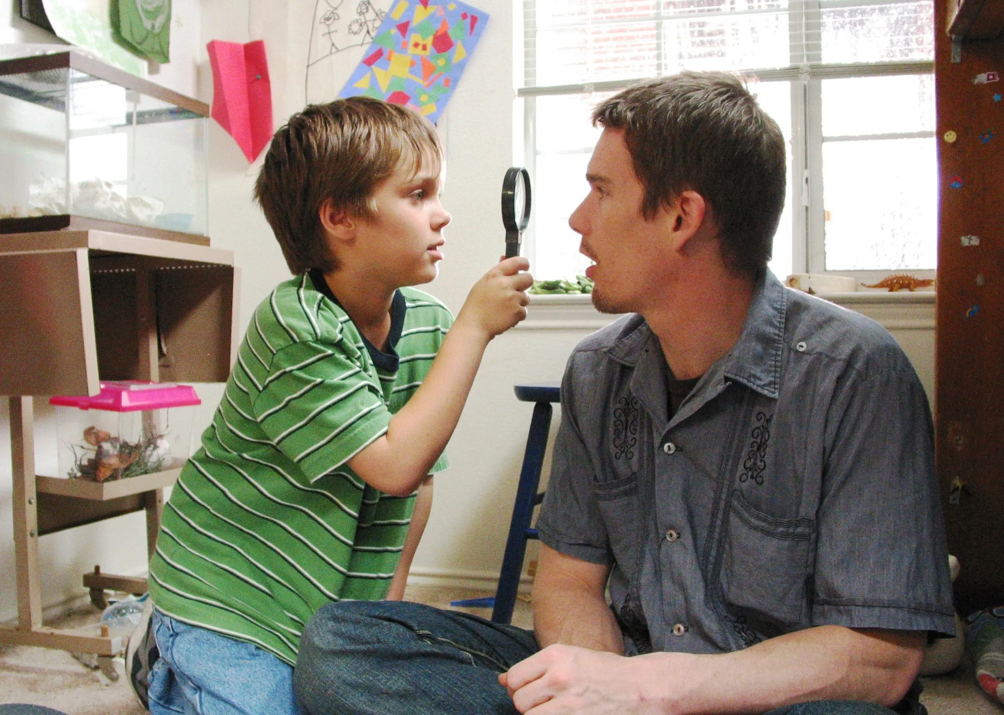 Ellar Coltrane and Ethan Hawke in Boyhood