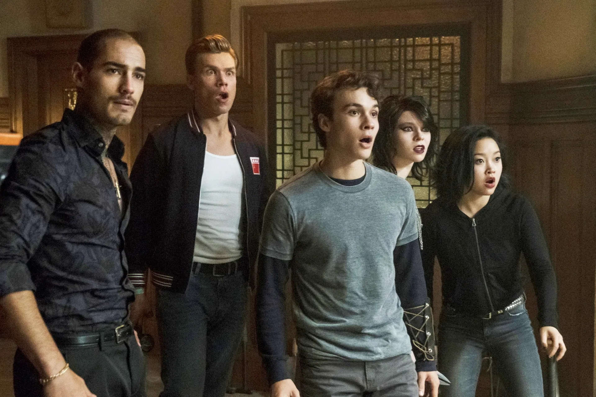 Michael Duval, Sean Depner, Benjamin Wadsworth, Taylor Hickson and Lana Condor in Deadly Class