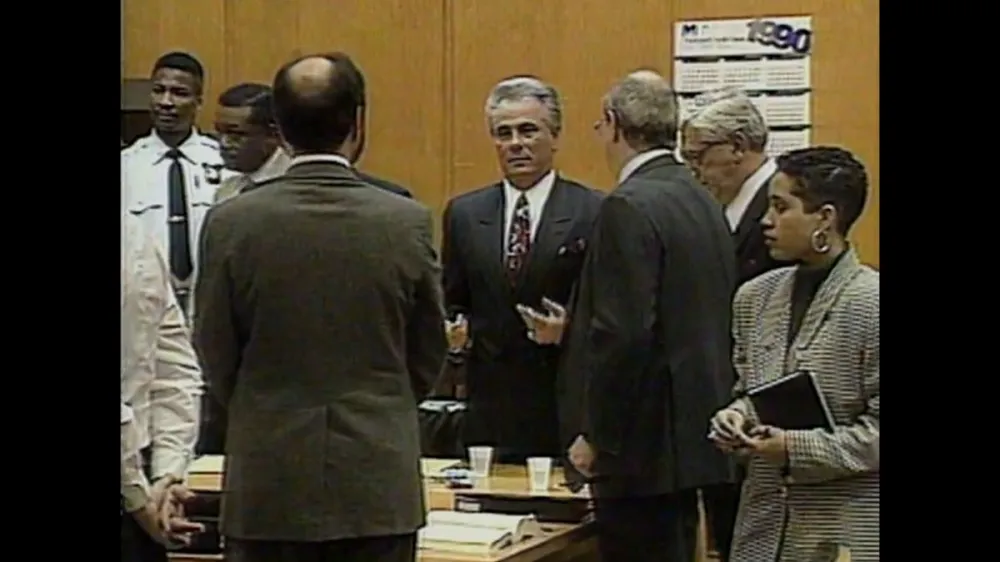 A photo shows mob boss John Gotti in a Manhattan court