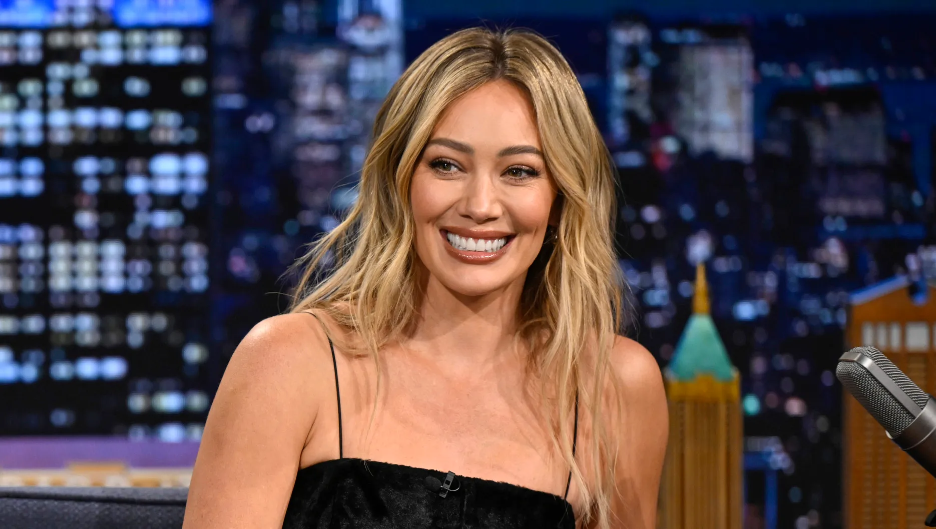 THE TONIGHT SHOW STARRING JIMMY FALLON -- Episode 2262 -- Pictured: Singer Hilary Duff during an interview with host Jimmy Fallon on Monday, March 9, 2026 -- (Photo by: Todd Owyoung/NBC via Getty Images)