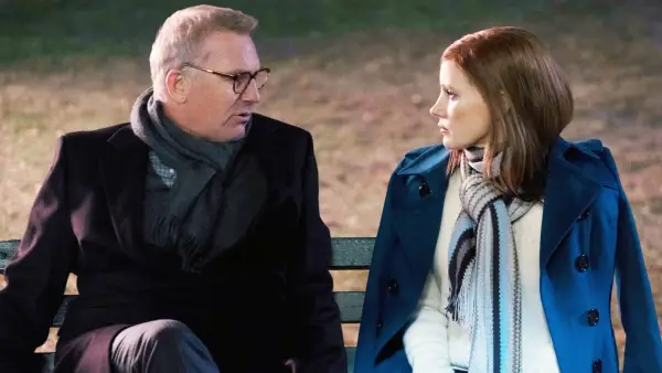 Kevin Costner and Jessica Chastain in Molly's Game