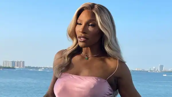 Serena Williams Goes Braless Underneath a Pink Silk Dress After Weight Loss