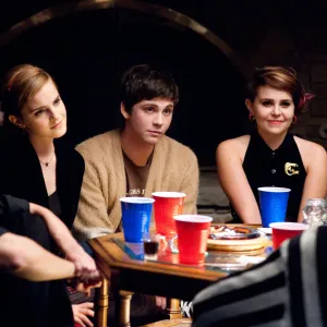 Reece Thompson, Emma Watson, Logan Lerman and Mae Whitman in The Perks of Being a Wallflower