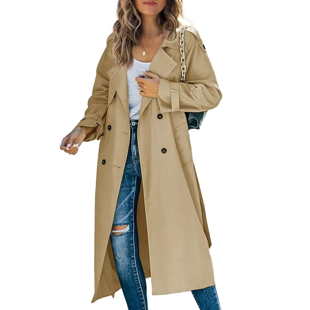 Makkrom Double Breasted Long Trench Coat