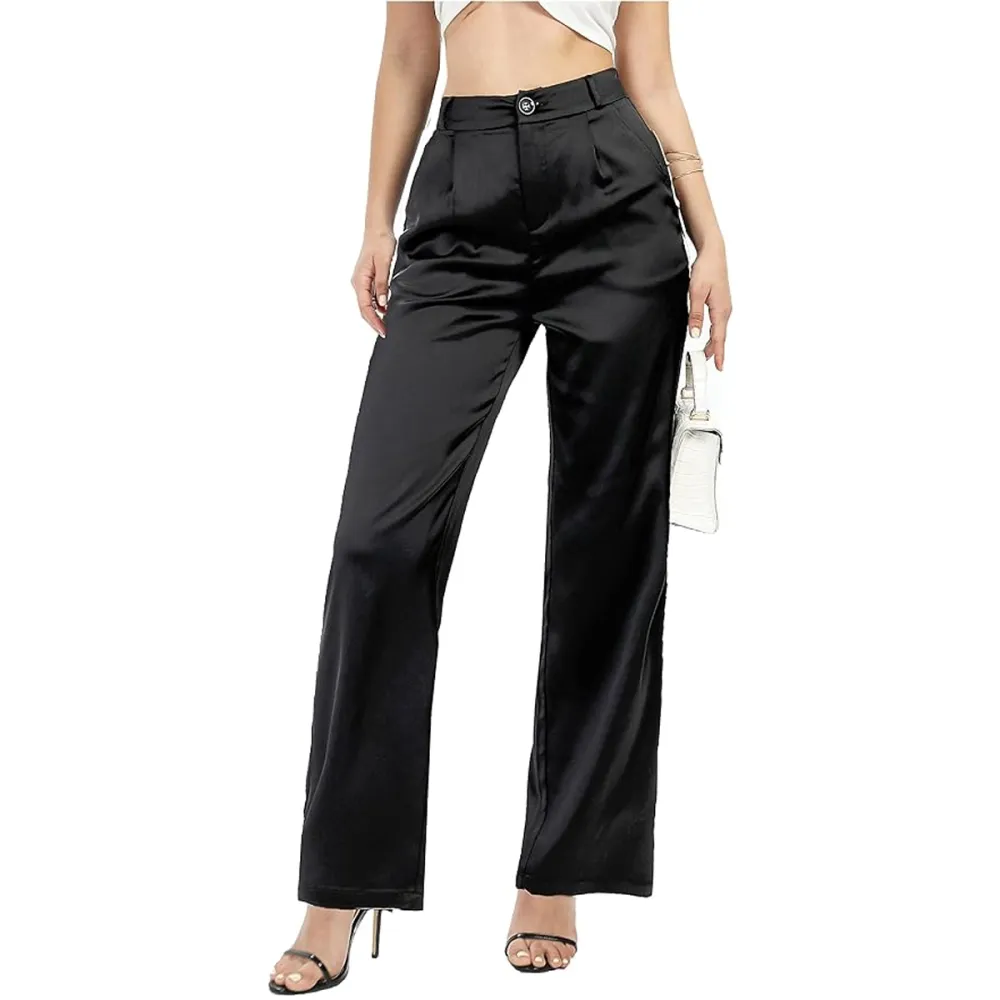 Heipeiwa Wide Leg Satin Trousers