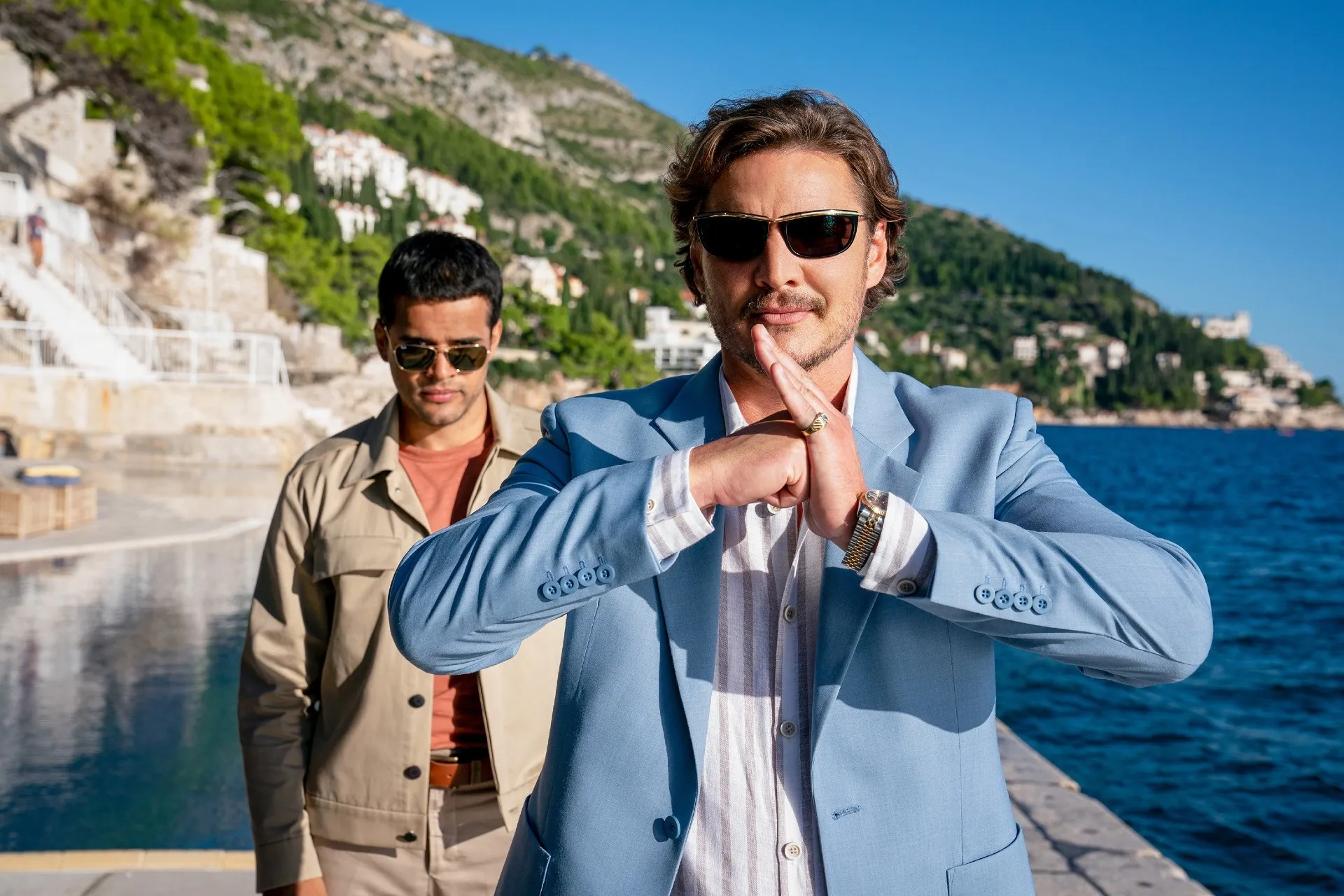 Jacob Scipio and Pedro Pascal in The Unbearable Weight of Massive Talent