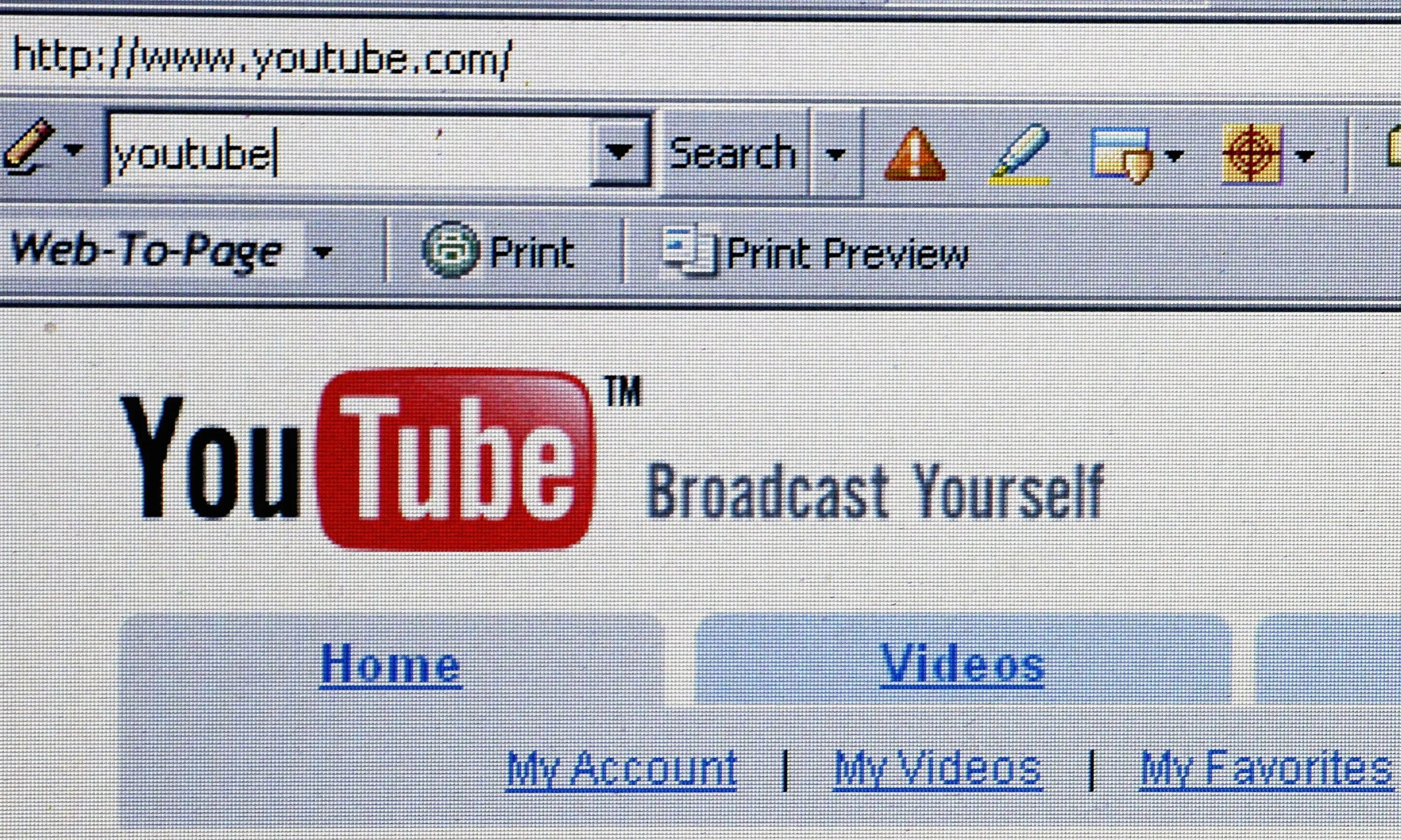 UNSPECIFIED - OCTOBER 10: In this photo illustration the YouTube website is dispayed on October 10, 2006. Google has bought YouTube, the popular online video website where users can upload and watch videos for free, for $1.65billion dollars. (Photo Illustration by Jeff J Mitchell/Getty Images)