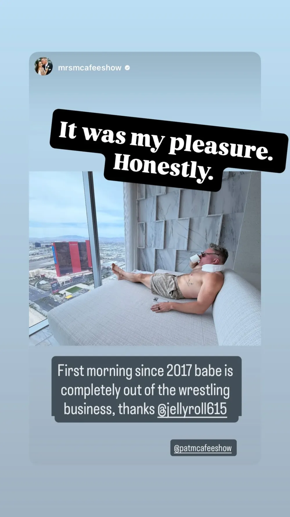 Pat McAfees Wife Thanks Jelly Roll for Slamming Husband Through a Table