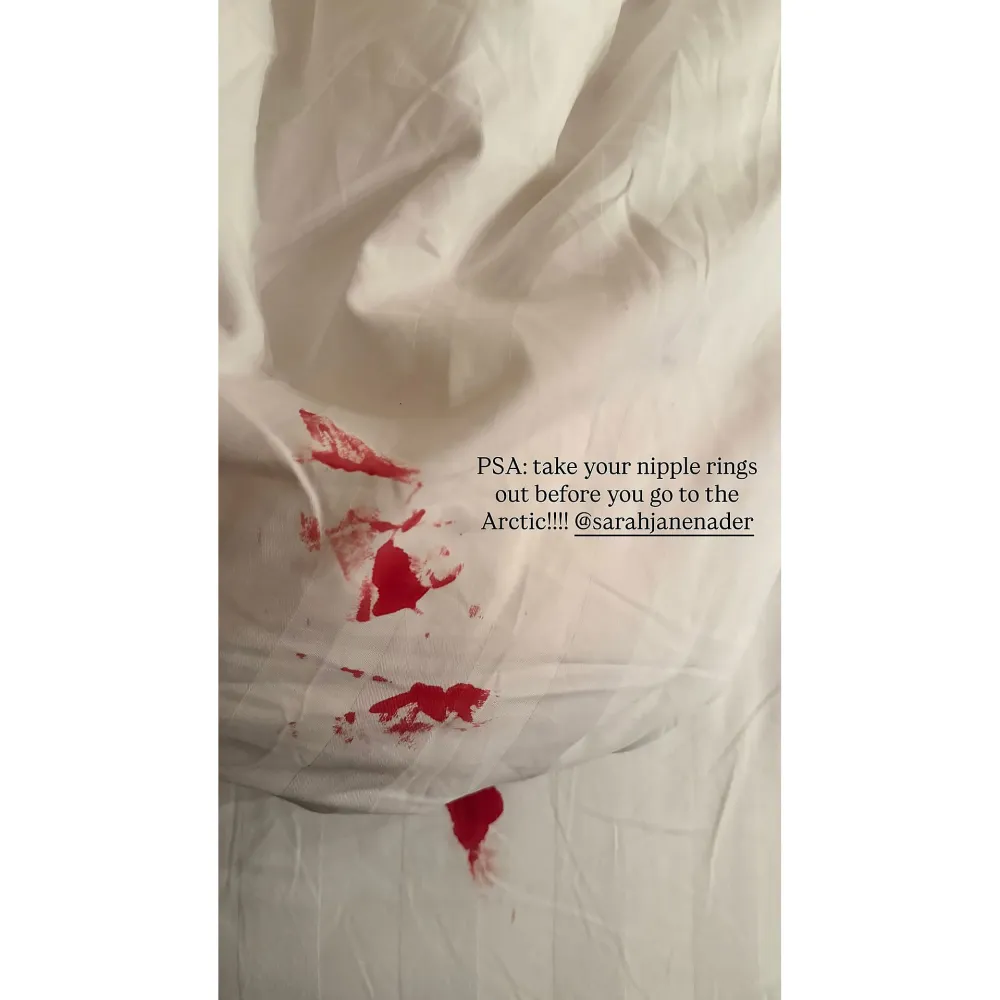 Brooks Nader Shows Bloody Pic of Sister Sarah Jane Nipple Piercing Aftermath