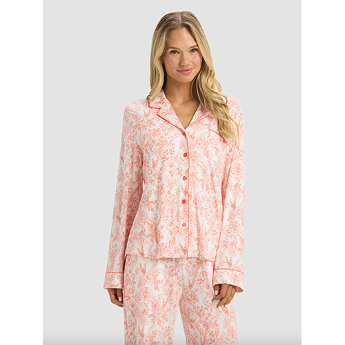 Cozy Earth Bamboo Stretch-Knit Long Sleeve Pajama Top