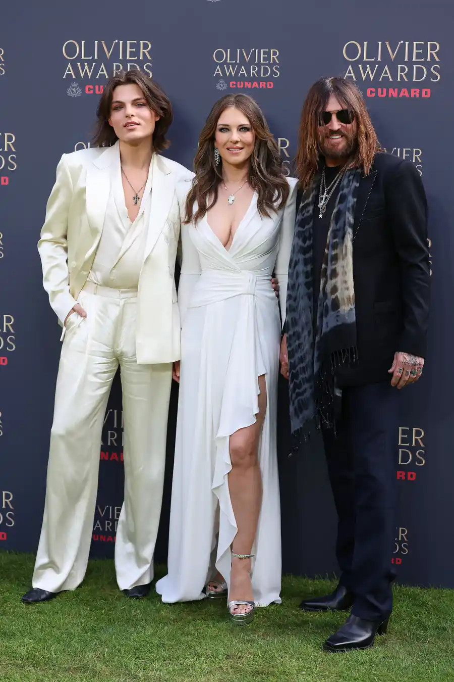 Damian Hurley Elizabeth Hurley and Billy Ray Cyrus Olivier Awards 2026 Hot Pics