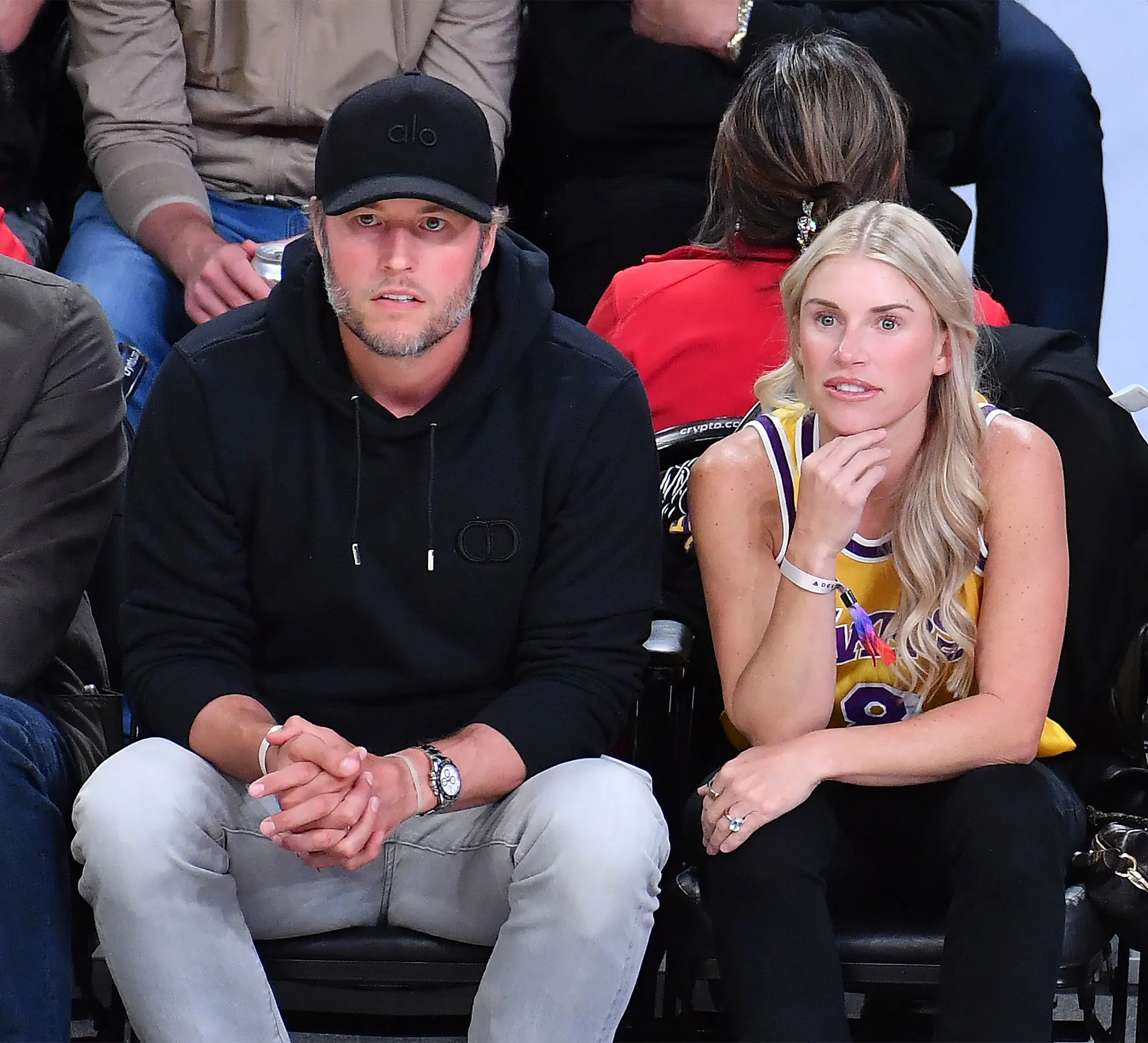 FEATURE Kelly Stafford Caught Screaming at Officials Courtside During Lakers Rockets Playoff Game