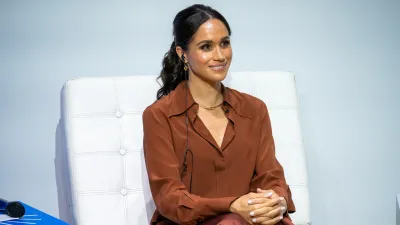 Meghan, Duchess of Sussex, during a forum about digital responsibility at EAN University during a visit around Colombia on August 15, 2024 in Bogota, Colombia.