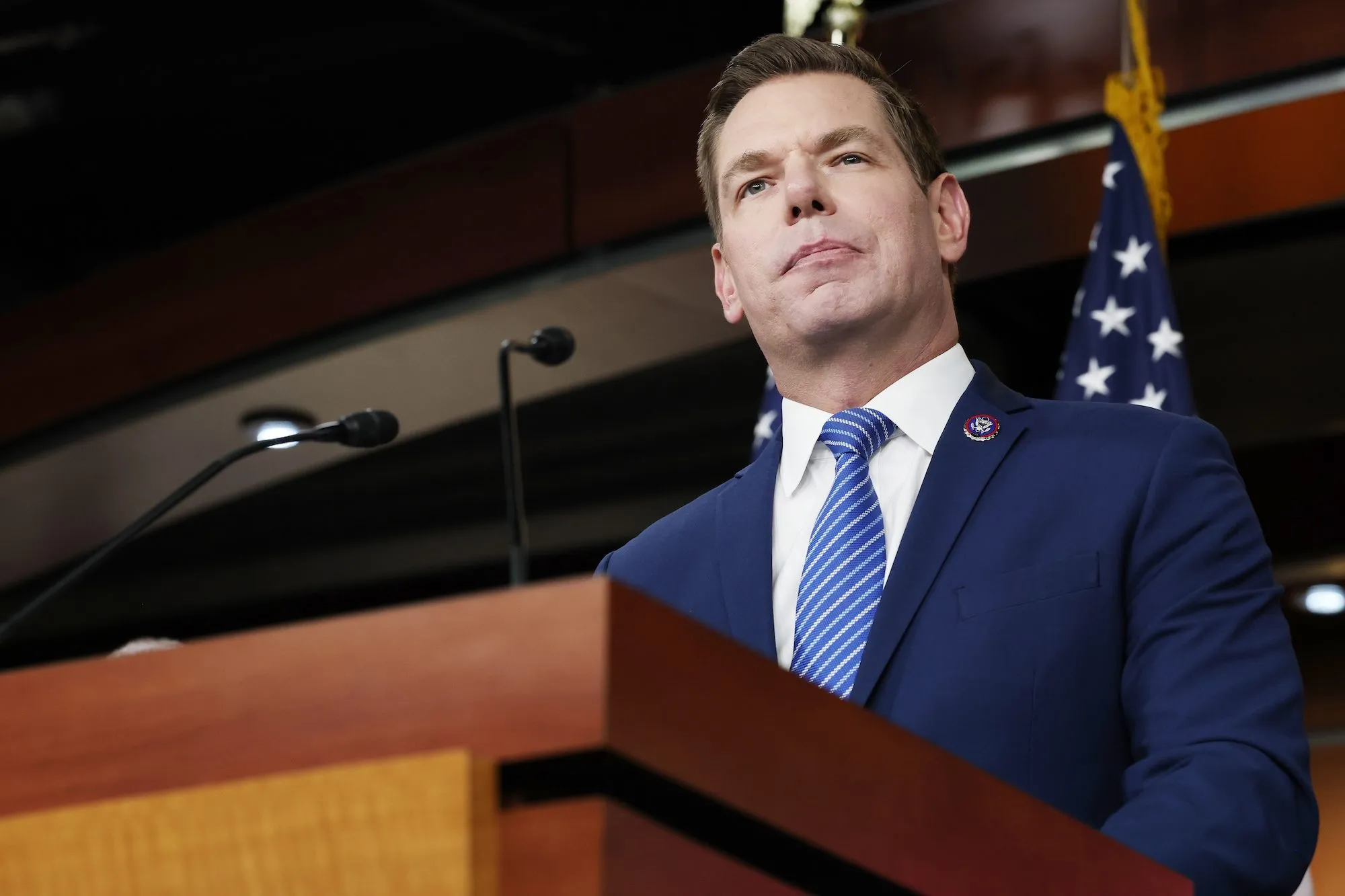 GettyImages-2234386047 Eric Swalwells Staff Explain Why They Wont Quit