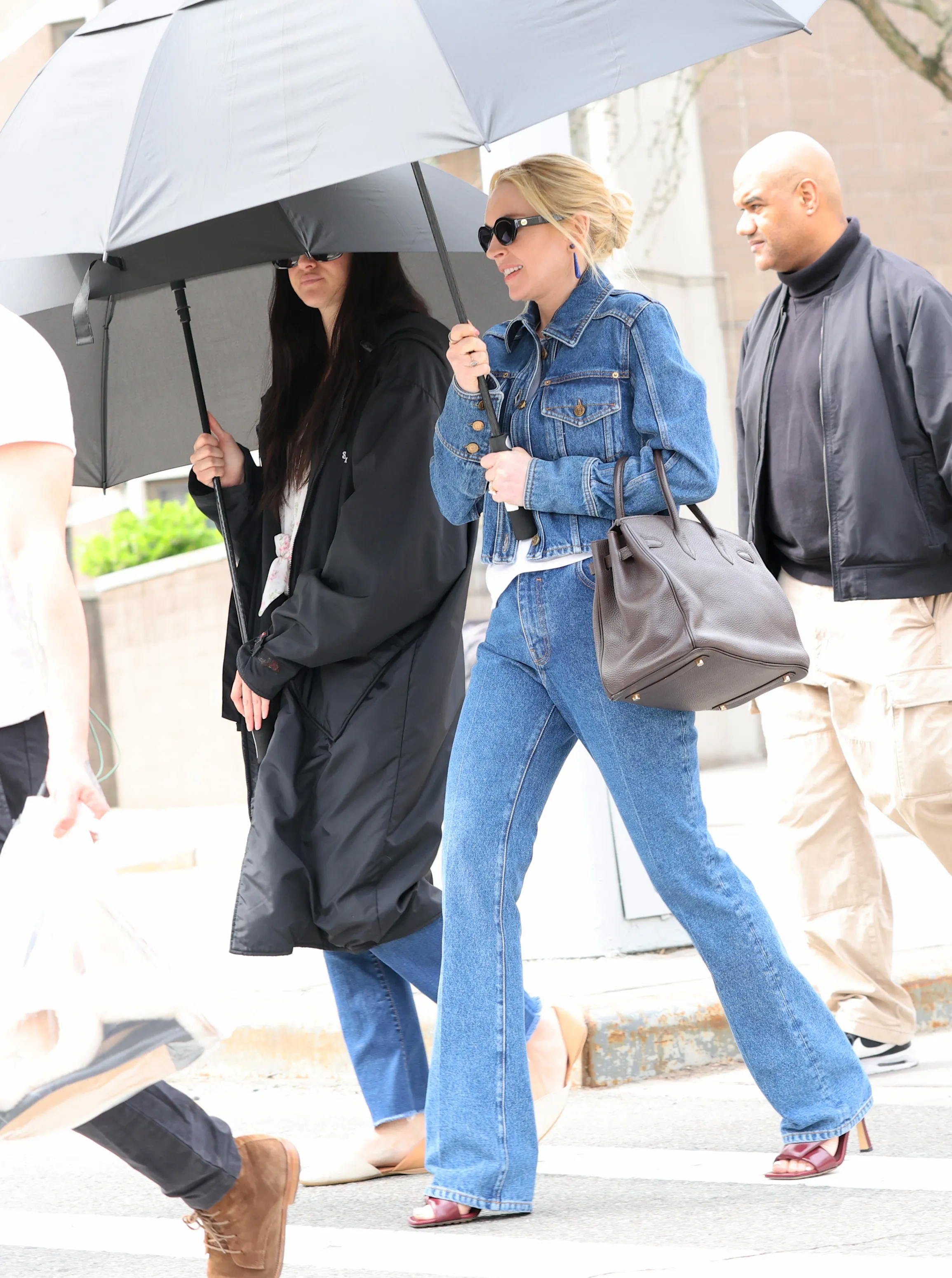 Lindsay Lohan and Shailene Woodley are seen on the set of "Count My Lies" in Downtown Brooklyn on April 01, 2026 in New York City.