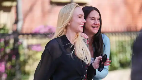 Lindsay Lohan and Shailene Woodley are seen on the set of "Count My Lies" on April 6, 2026 in New York City.