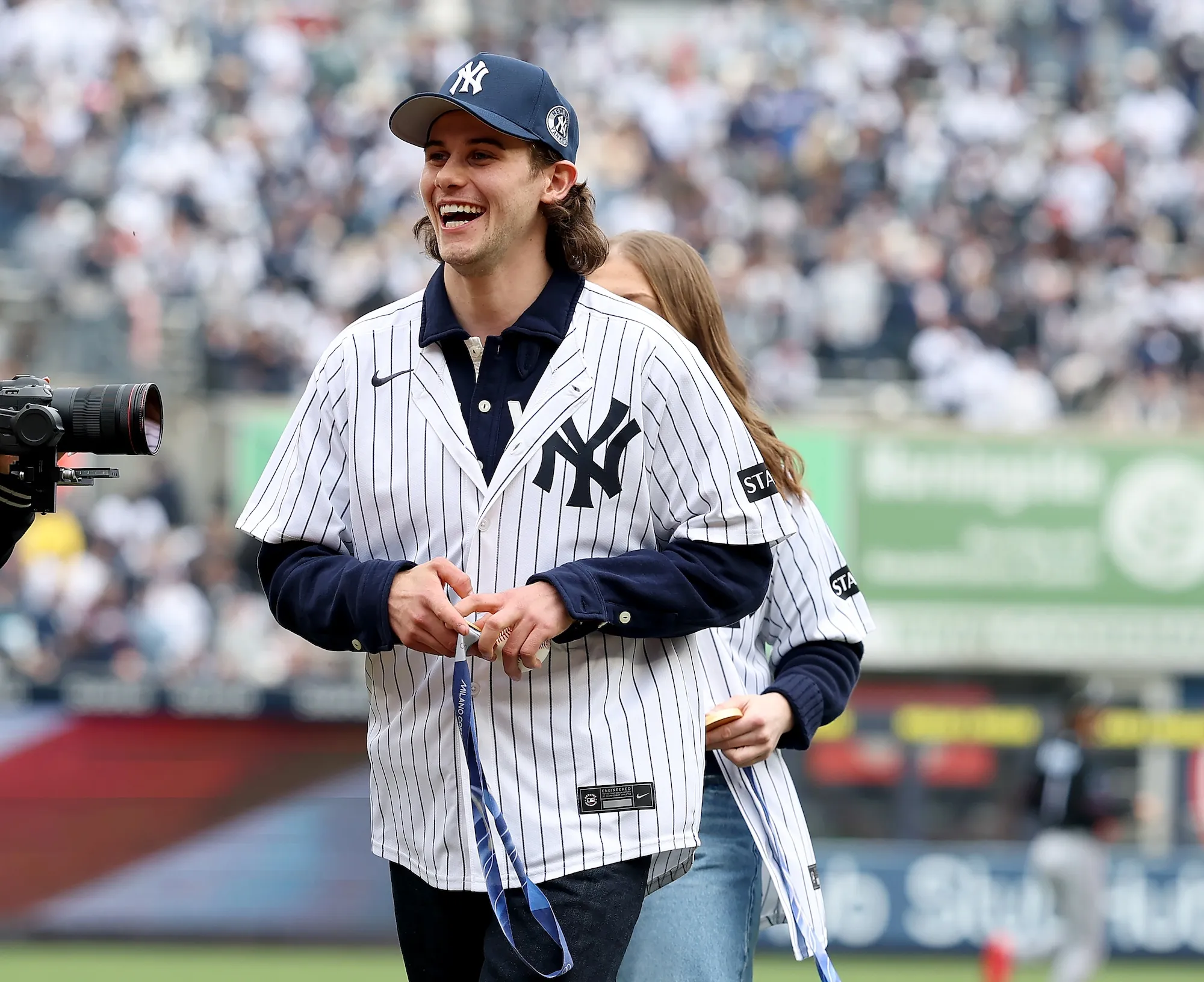 Team USAs Jack Hughes Shows Off New Teeth at Yankee Stadium Opening Day