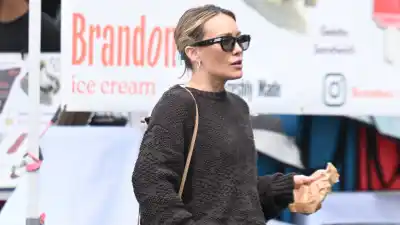 Hilary Duff is seen on April 12, 2026 in Los Angeles, California.