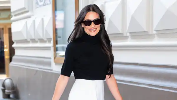 NEW YORK, NEW YORK - APRIL 10: Lea Michele is seen in Midtown on April 10, 2026 in New York City.