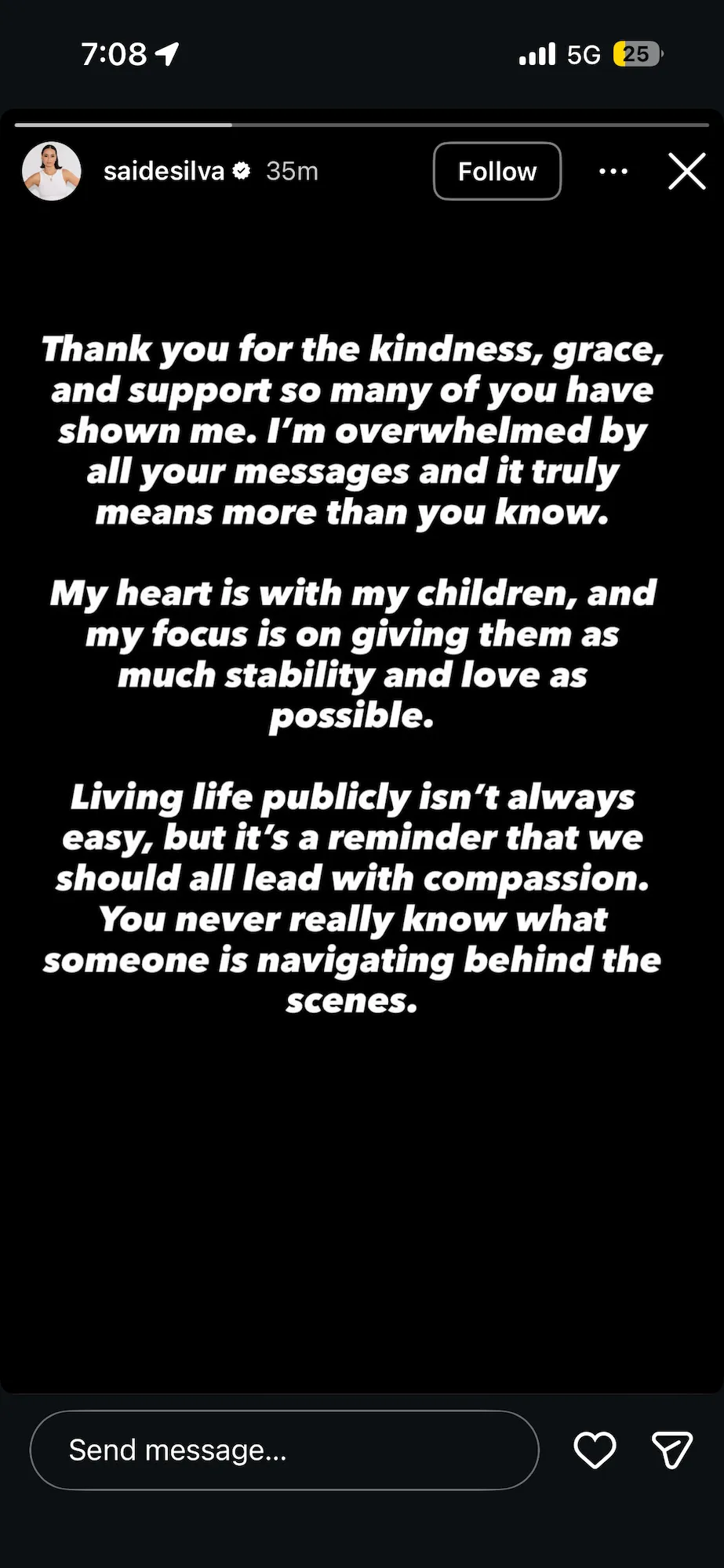 sai de silva breaks silence