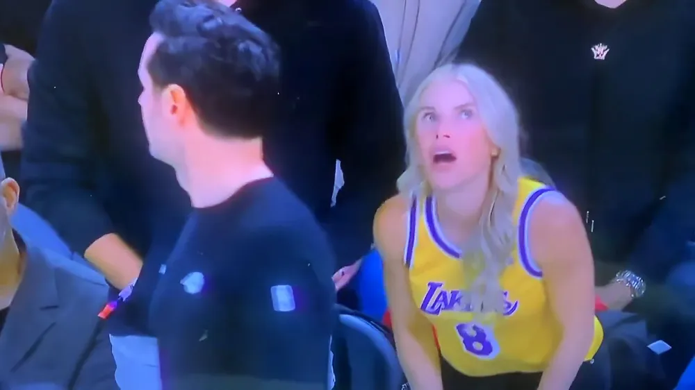 Kelly Stafford Caught Screaming at Officials Courtside During Lakers Rockets Playoff Game