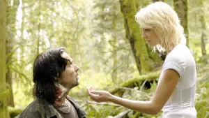 James Callis and Tricia Helfer in Battlestar Galactica season 2