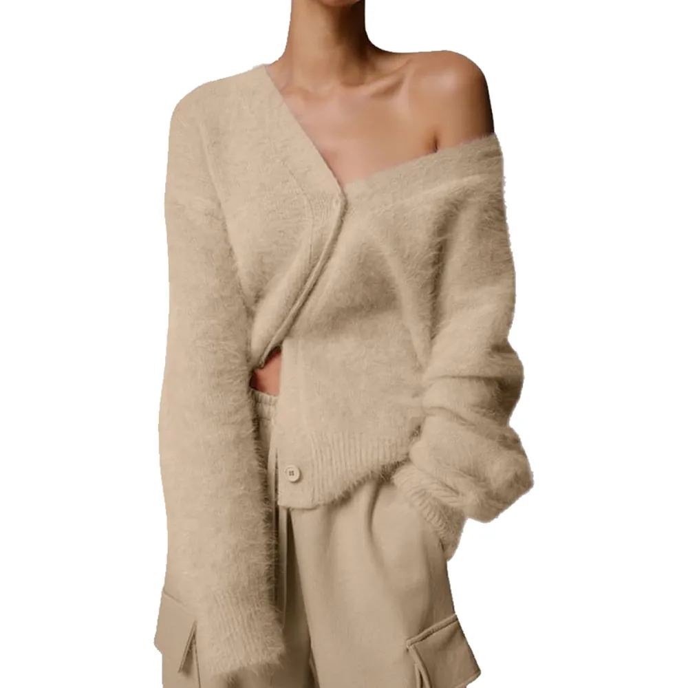 Yimoon Fuzzy Button Down Cardigan Sweater