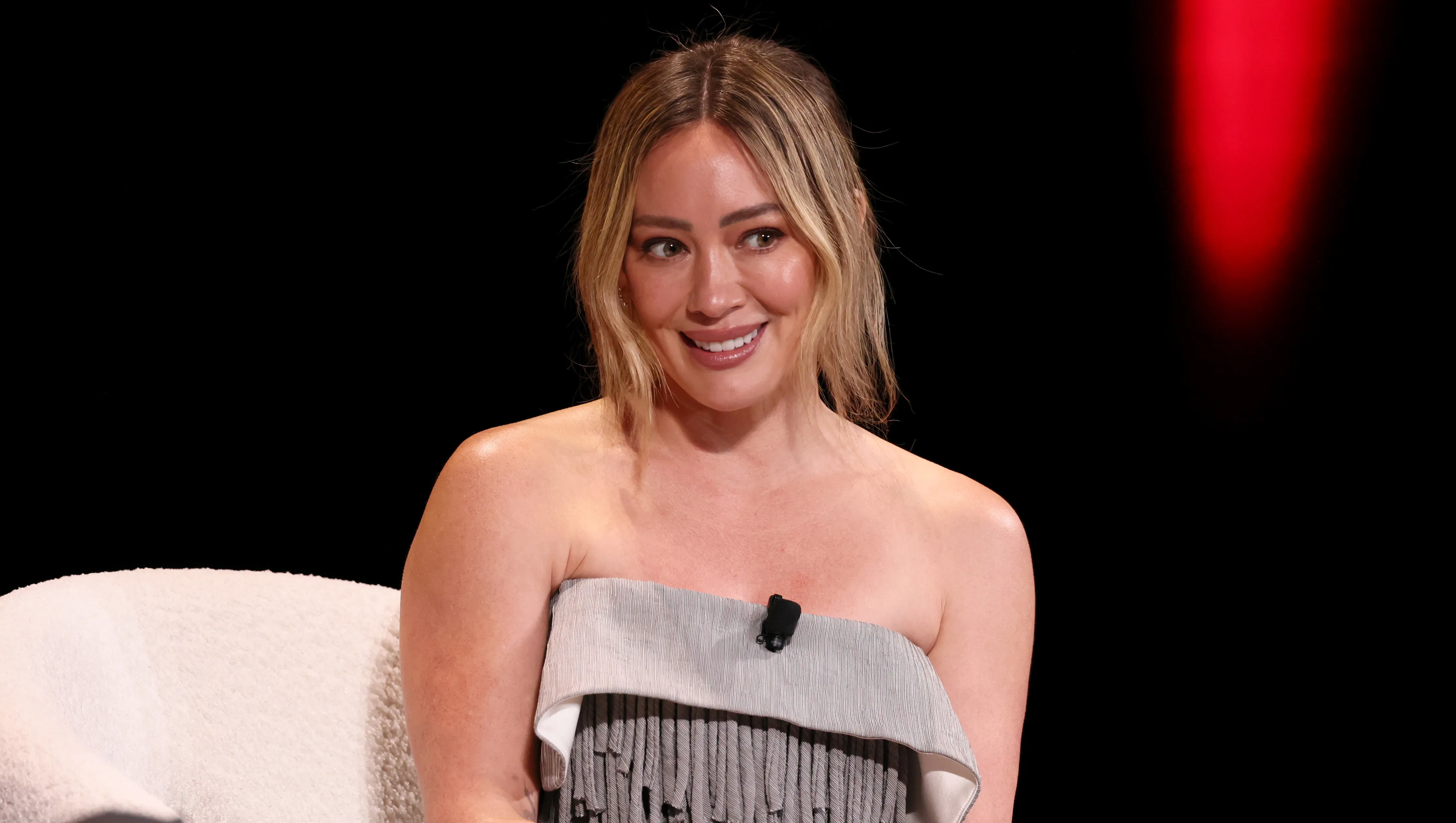 NEW YORK, NEW YORK - APRIL 22: Hilary Duff speaks during the 2026 TIME100 Summit at Jazz at Lincoln Center on April 22, 2026 in New York City. (Photo by Jemal Countess/Getty Images for TIME)