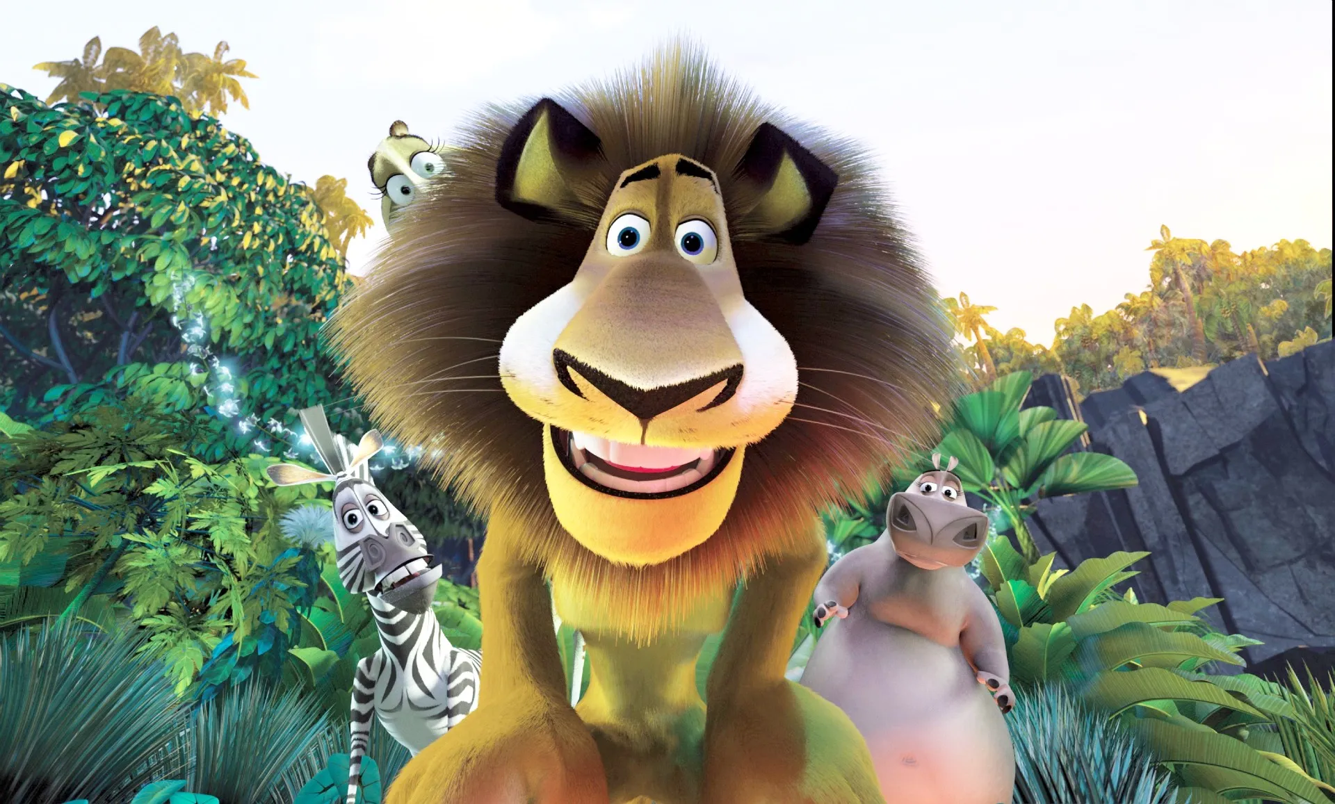 Marty the Zebra (CHRIS ROCK), Alex the Lion (BEN STILLER) and Gloria the Hippo (JADA PINKETT SMITH) in Madagascar
