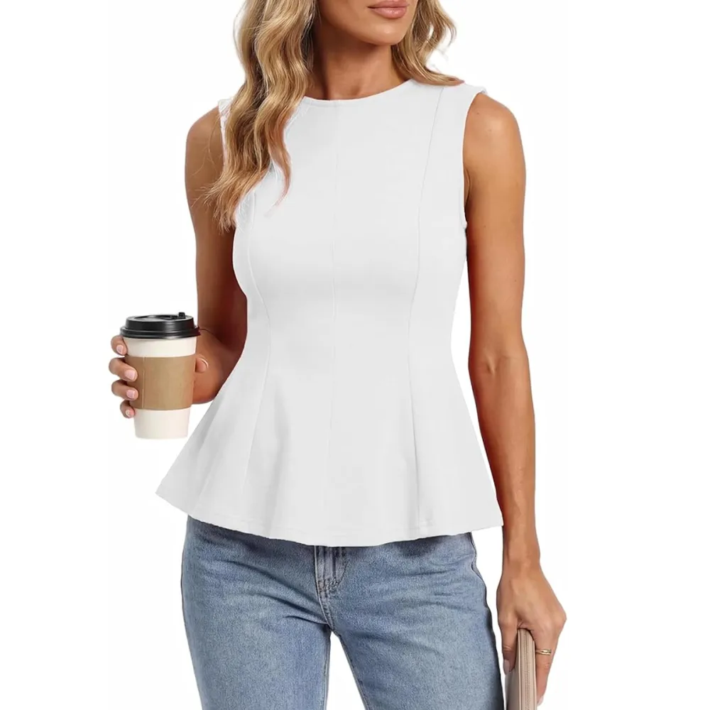 BTFBM Sleeveless Slim Fit Peplum Tank Top 