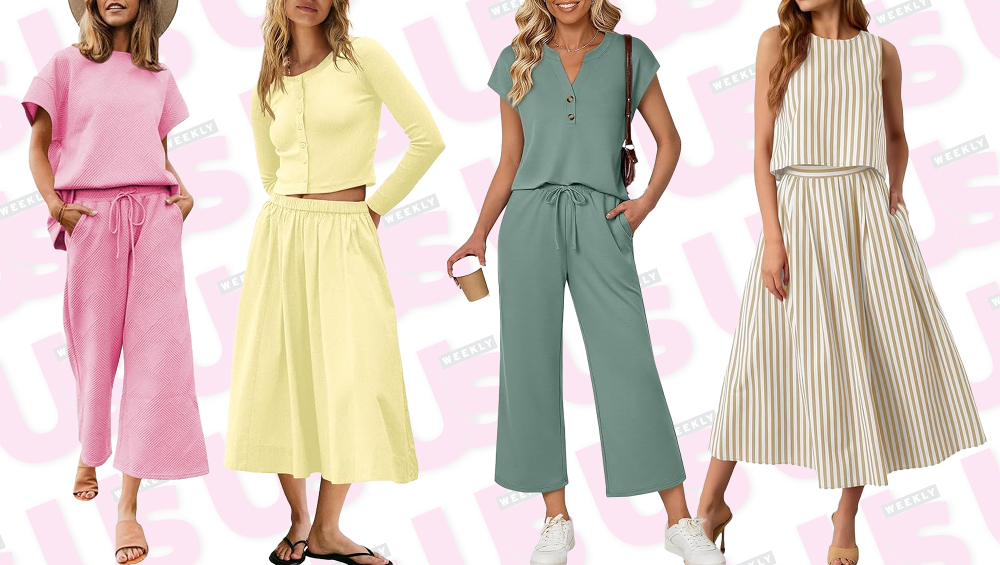 Pink, Yellow, Green and Beige