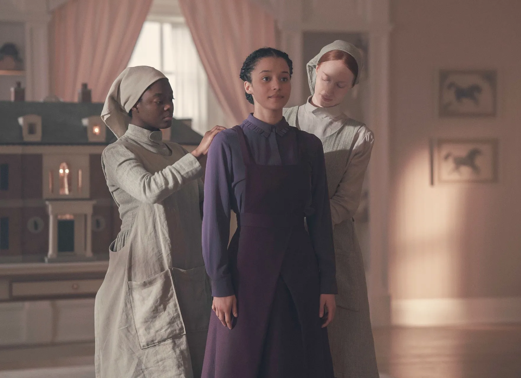 Blessing Adedijo, Chase Infiniti and Kira Guloien in The Testaments