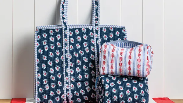 Mud Pie Americana Block Print Tote