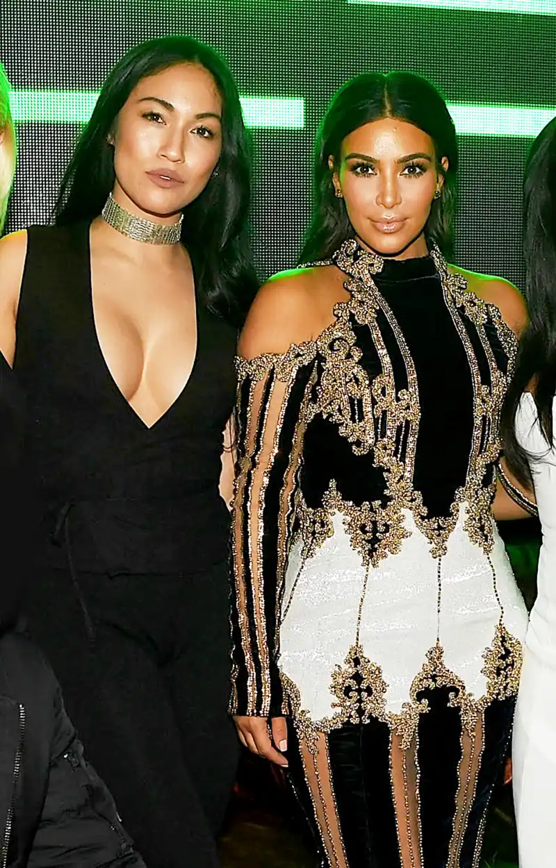 Stephanie Shepherd and Kim Kardashian attend Hakkasan Las Vegas third anniversary at Hakkasan at MGM Grand on April 8, 2016 in Las Vegas, Nevada.