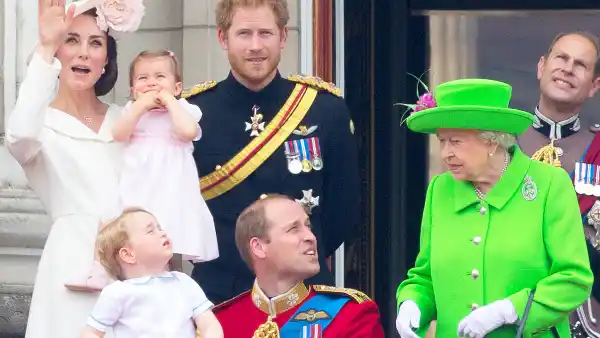 Kate Middleton, Princess Charlotte, Prince George, Prince Harry Prince William and Queen Elizabeth
