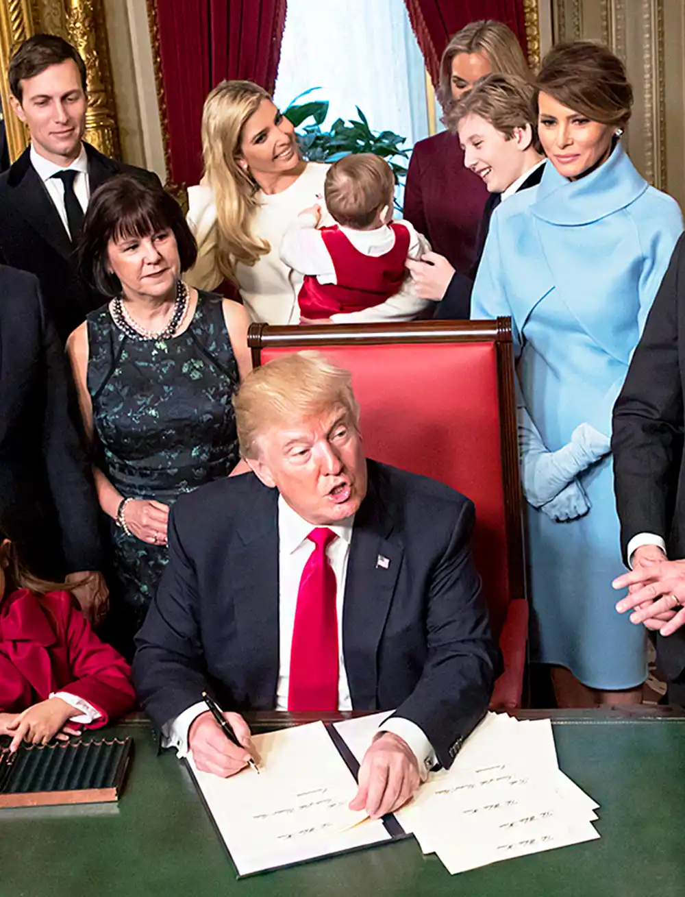 Ivanka Trump, Theodore, Barron Trump and Donald Trump