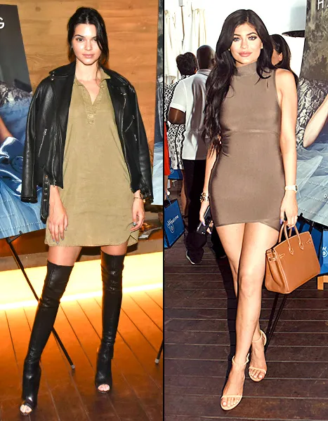 Kendall and Kylie Jenner - split outfits