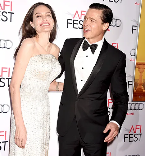 Angelina Jolie Pitt and Brad Pitt candid