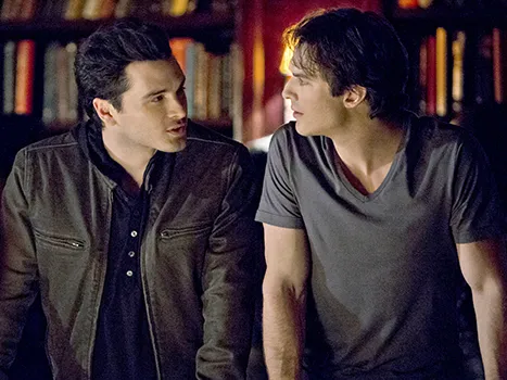 Michael Malarkey a Enzo and Ian Somerhalder as Damon