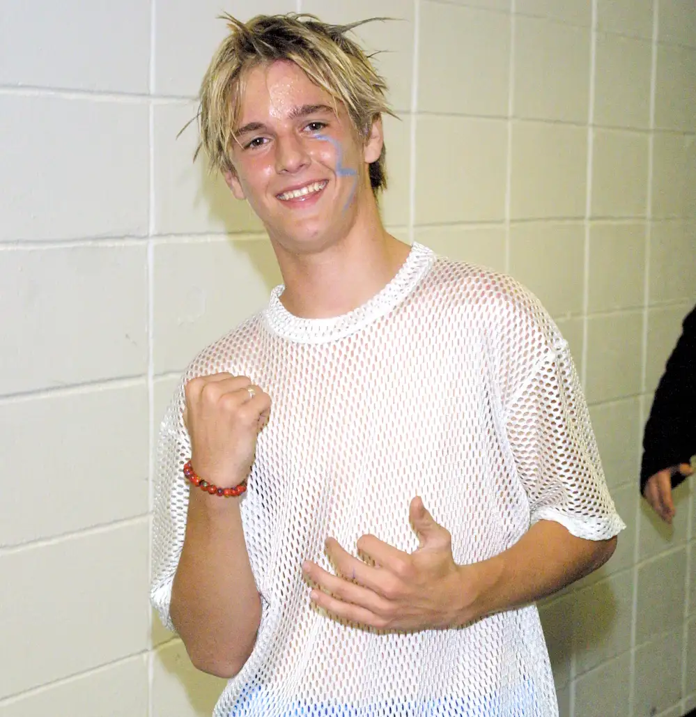 Aaron Carter backstage during 106.1 BLI Long Island Winter Jam 2001.
